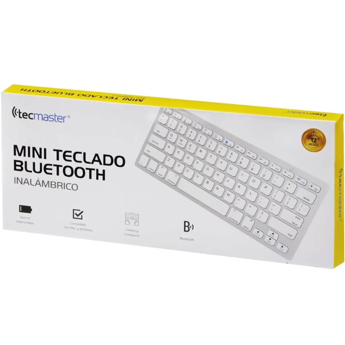 TECMASTER - Teclado Mini Bluetooth Inalámbrico Tecmaster Portátil Blanco