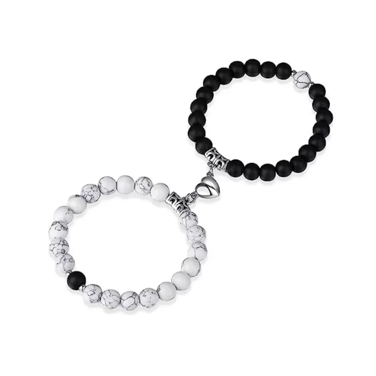 GENERICO - Pulsera Pareja Corazón Iman Howlita Amor San Valentín Regalo