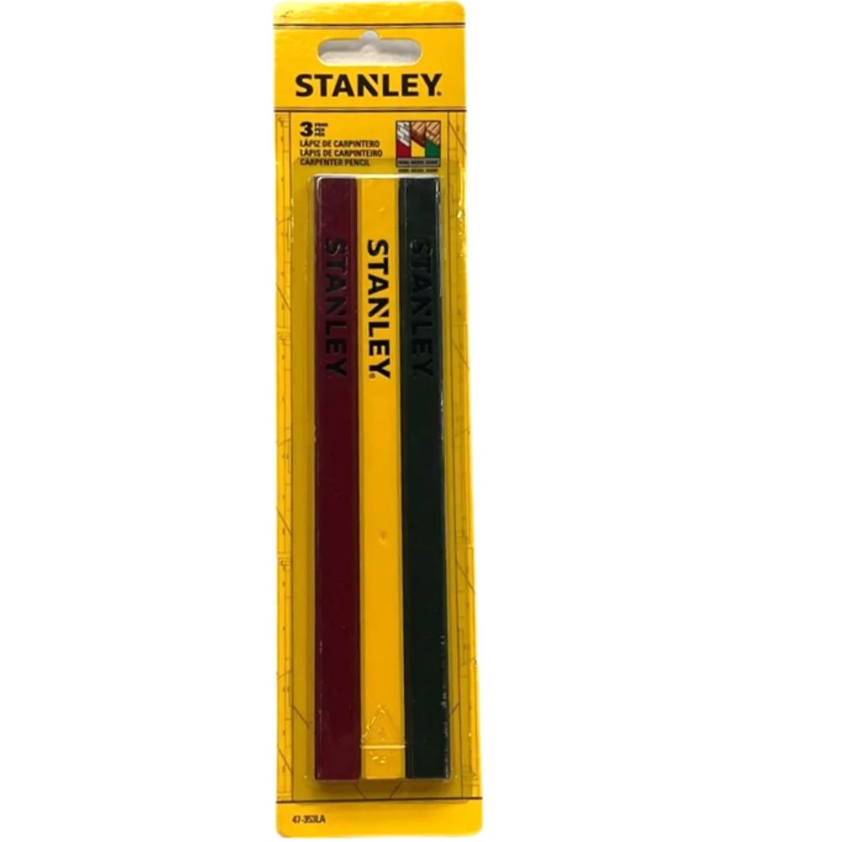 STANLEY - Set de 3 Lápices Carpintero Grafito N°2 Stanley 47-353la