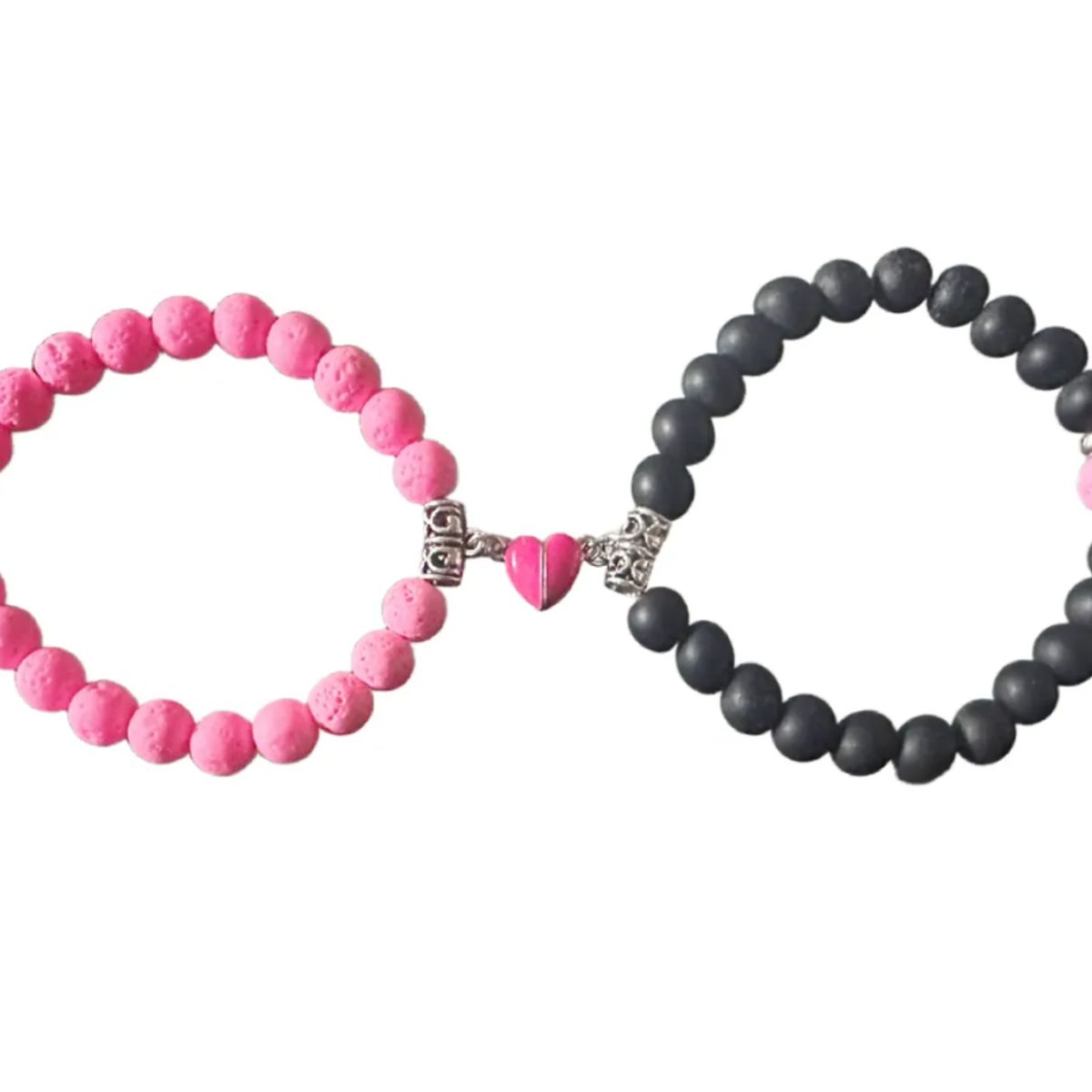 GENERICO - Pulseras Pareja Corazón Iman Volcánica Regalo Amor Valentin
