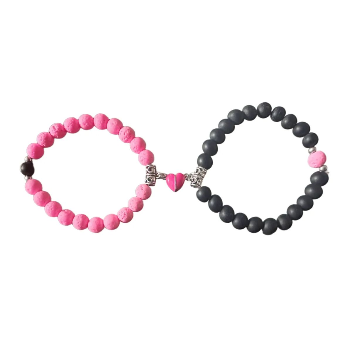 GENERICO - Pulseras Pareja Corazón Iman Volcánica Regalo Amor Valentin