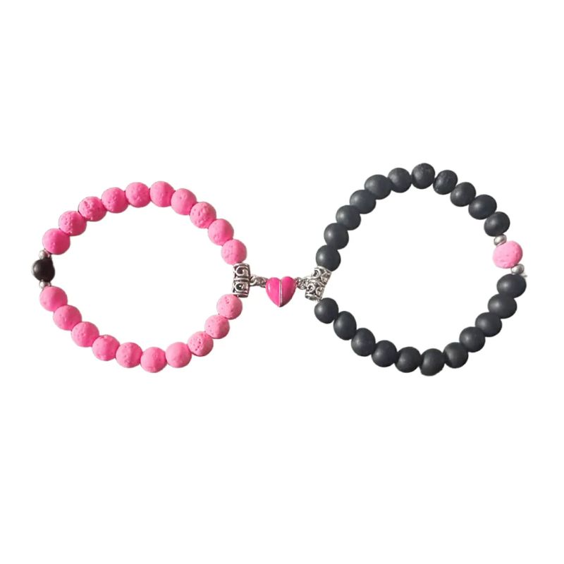 GENERICO - Pulseras Pareja Corazón Iman Volcánica Regalo Amor Valentin
