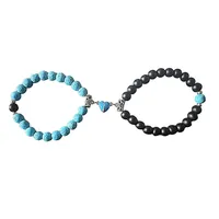 Pulseras Pareja Corazón Iman Volcánica Regalo Amor Valentin