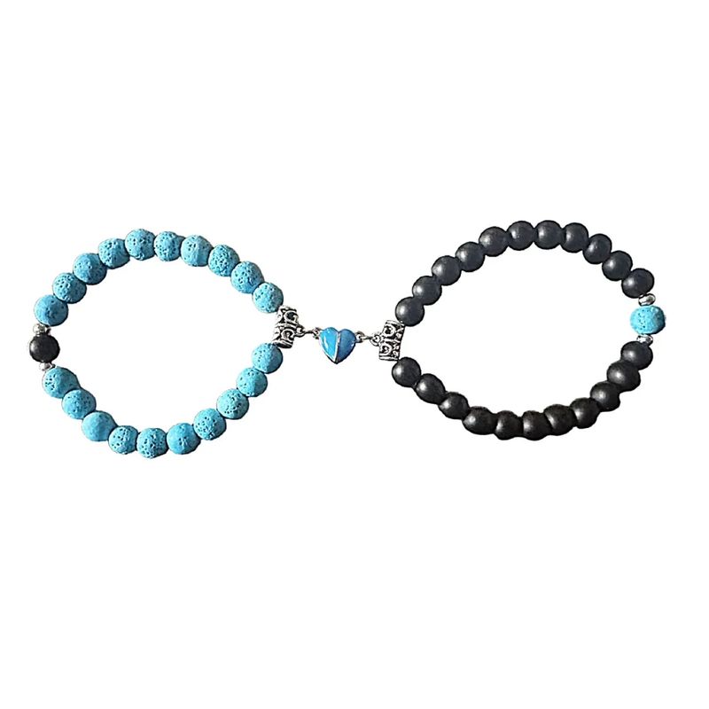 GENERICO - Pulseras Pareja Corazón Iman Volcánica Regalo Amor Valentin