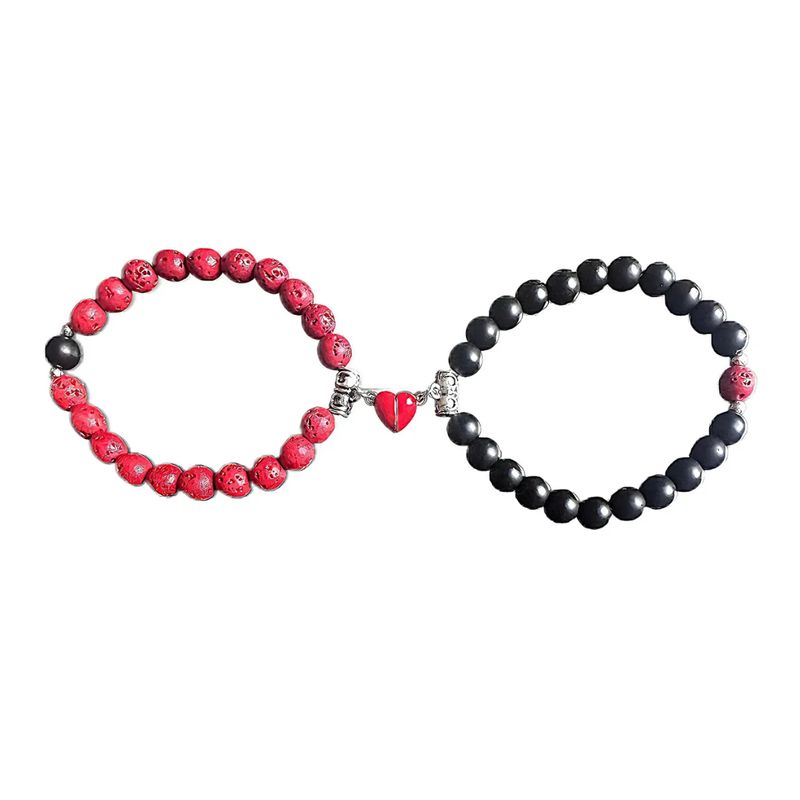 GENERICO - Pulseras Pareja Corazón Iman Volcánica Regalo Amor Valentin