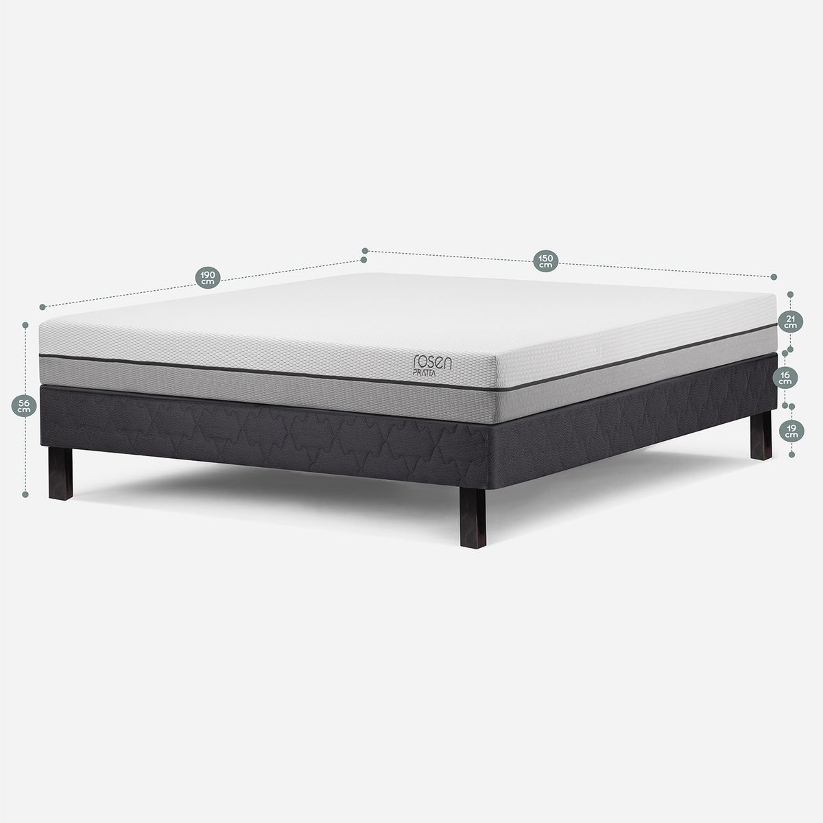 ROSEN - Cama Europea Pratta Base Wave 2 Plazas 150 x 190 cm
