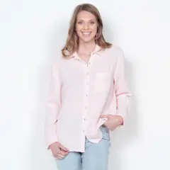 WADOS - BLUSA MANGA LARGA SOLIDA CUELLO CAMISERO BOLSILLO DELANTERO