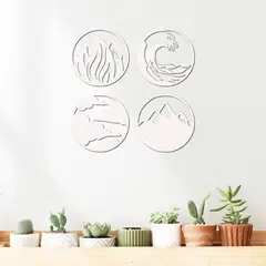 ELAB PROPIA - Set 4 Cuadros Elementos de la Naturaleza 30cm c.u. Madera Fun Republic