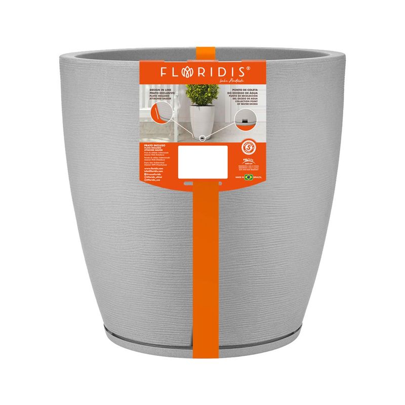 FLORIDIS - MACETERO FLORIDIS CEMENTO AMSTERDAM 55CM ALTO CON PLATO