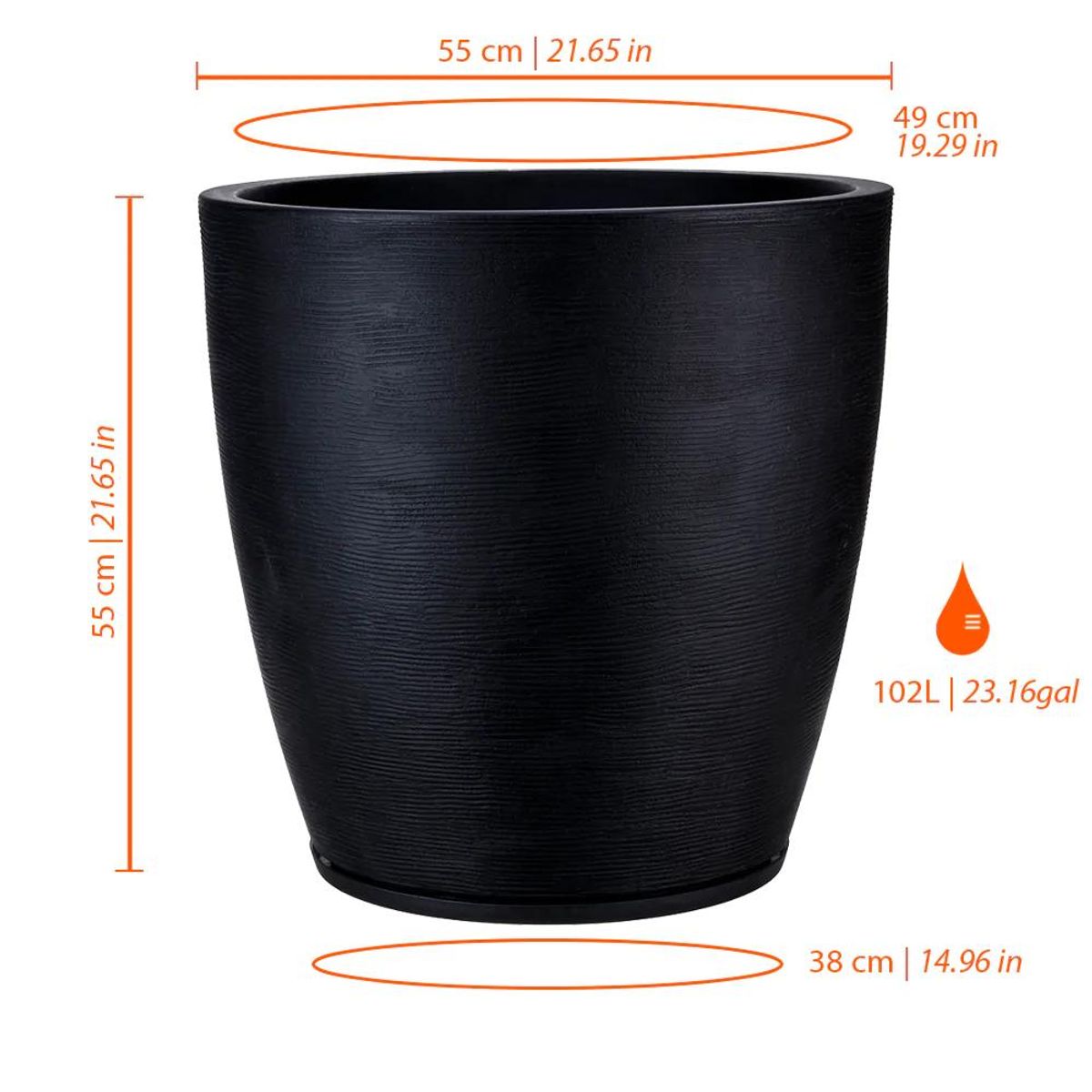 FLORIDIS - MACETERO FLORIDIS CEMENTO AMSTERDAM 55CM ALTO CON PLATO