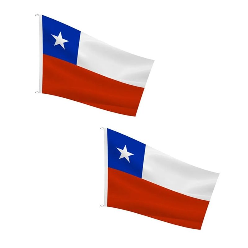 GENERICO - X2 Bandera Chile Chilena Banderas Bordada Reforzada 120 X 80 Cm
