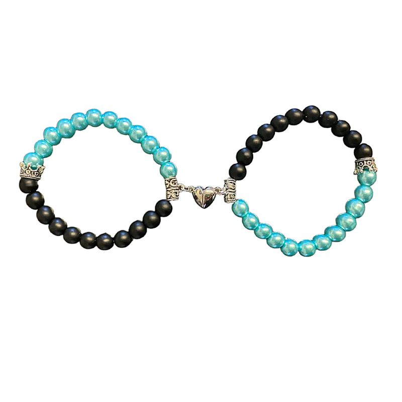 GENERICO - Pulsera Pareja Imán Corazon Perlas Regalo Amor San Valentín