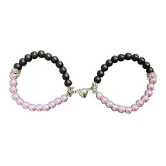 GENERICO - Pulsera Pareja Imán Corazon Perlas Regalo Amor San Valentín