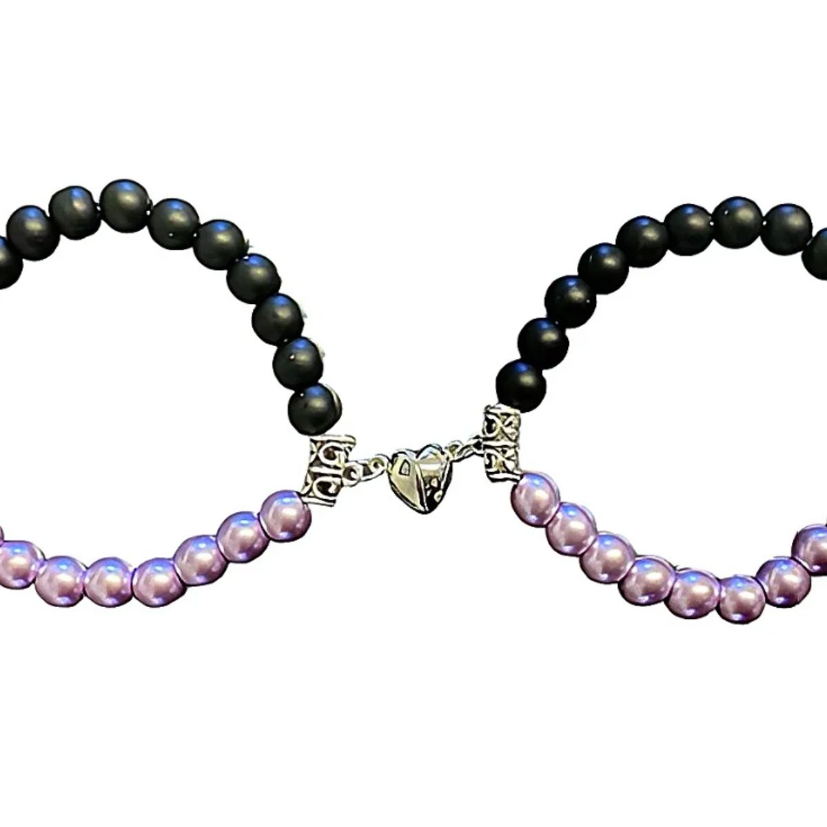GENERICO - Pulsera Pareja Imán Corazon Perlas Regalo Amor San Valentín