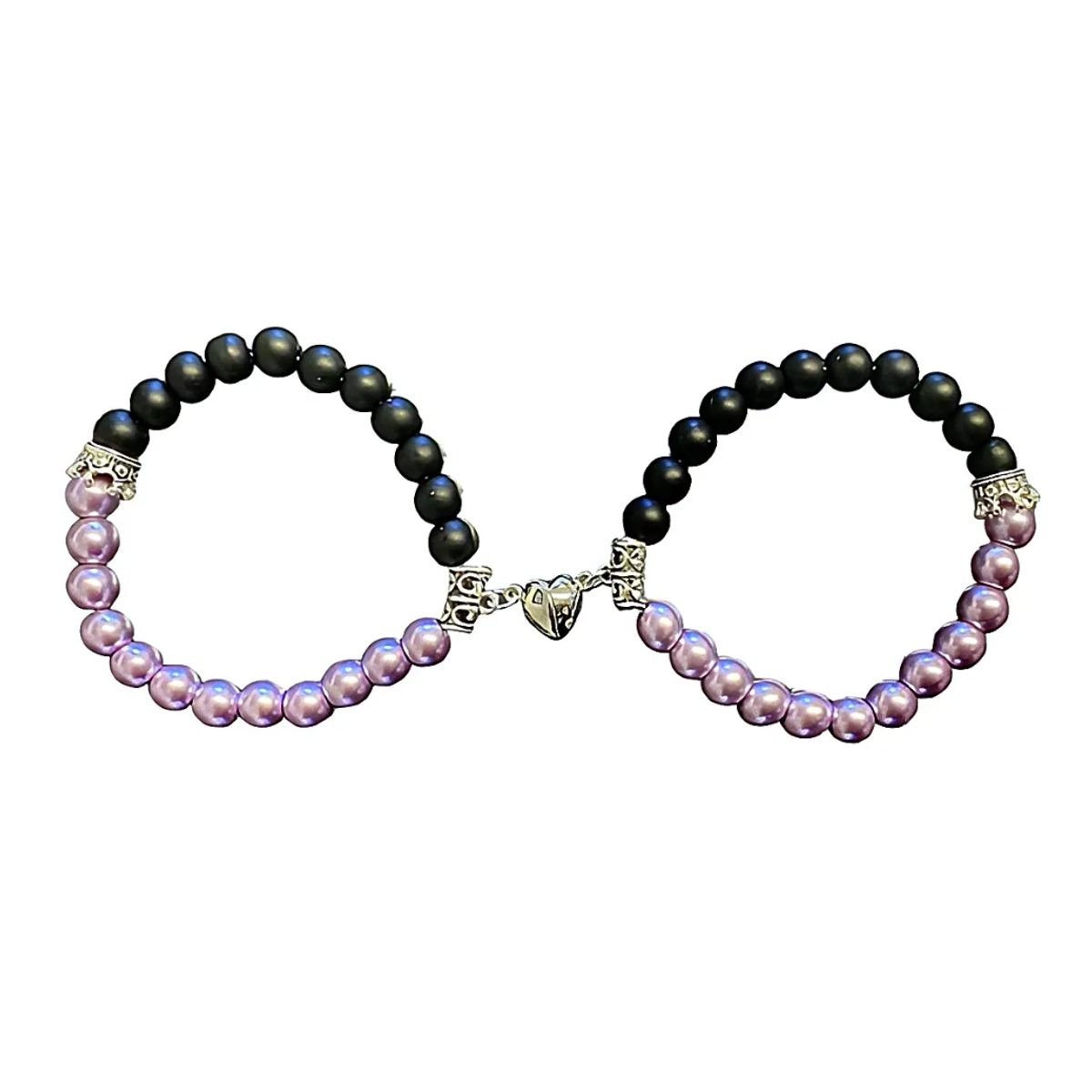 GENERICO - Pulsera Pareja Imán Corazon Perlas Regalo Amor San Valentín