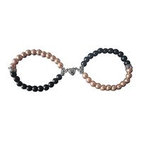Pulsera Pareja Imán Corazon Perlas Regalo Amor San Valentín