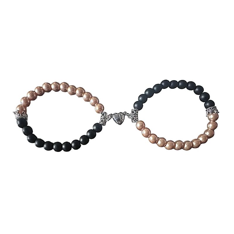 GENERICO - Pulsera Pareja Imán Corazon Perlas Regalo Amor San Valentín