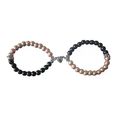 GENERICO - Pulsera Pareja Imán Corazon Perlas Regalo Amor San Valentín