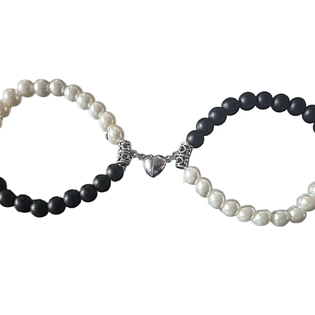 GENERICO - Pulsera Pareja Imán Corazon Perlas Regalo Amor San Valentín