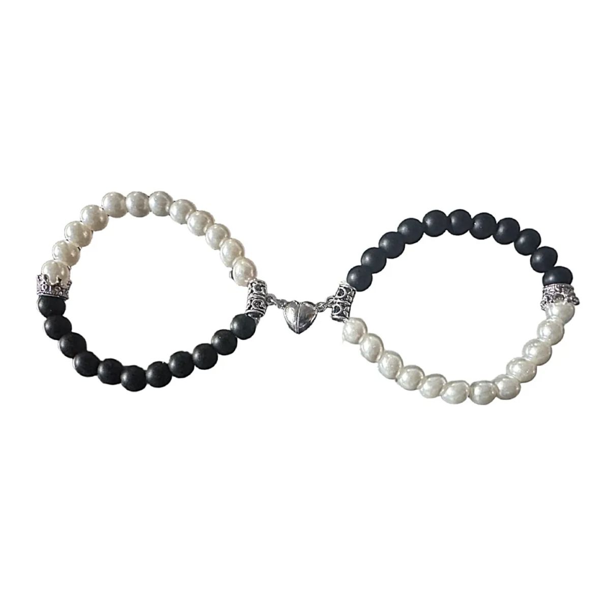 GENERICO - Pulsera Pareja Imán Corazon Perlas Regalo Amor San Valentín