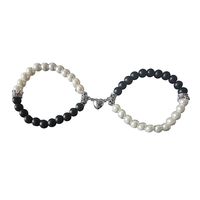 Pulsera Pareja Imán Corazon Perlas Regalo Amor San Valentín