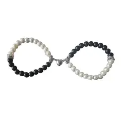 GENERICO - Pulsera Pareja Imán Corazon Perlas Regalo Amor San Valentín