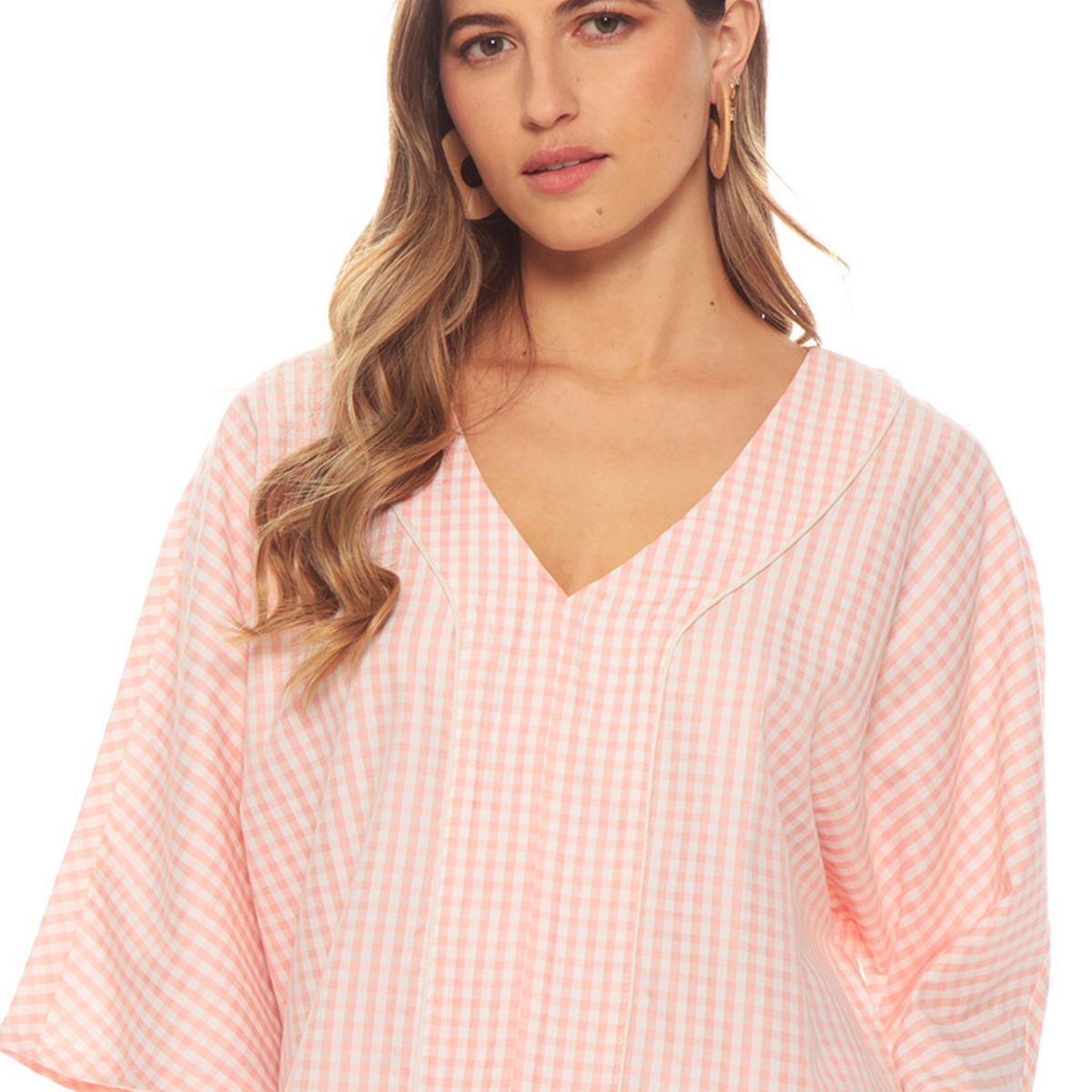 WADOS - BLUSA MANGA 3/4 CAMPANA ESCOCES ESCOTE V
