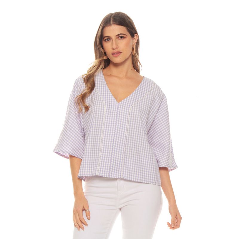 WADOS - BLUSA MANGA 3/4 CAMPANA ESCOCES ESCOTE V