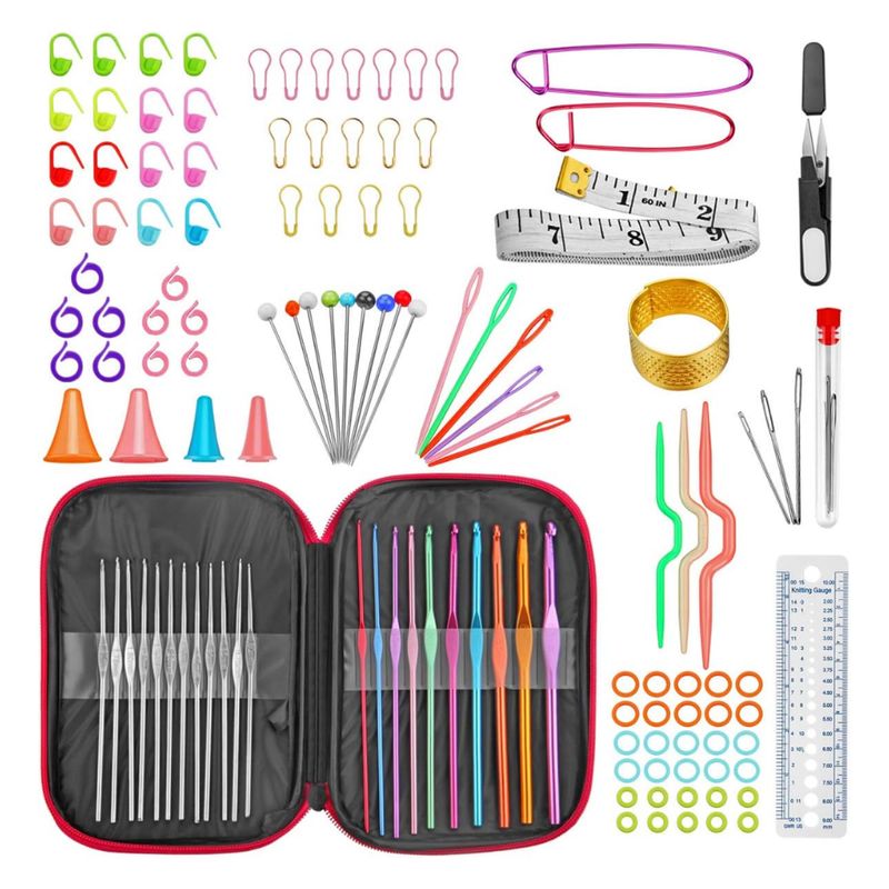 GENERICO - Set Crochet 100 Piezas Agujas Acero Accesorios Tejer Kit