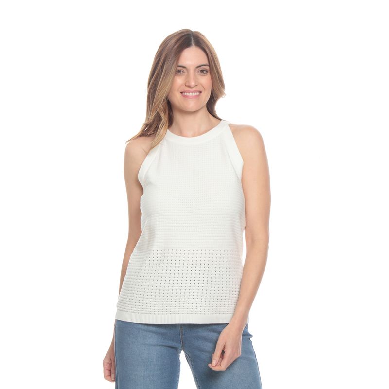 WADOS - SWEATER SIN MANGA  SOLIDO ESCOTE REDONDO.