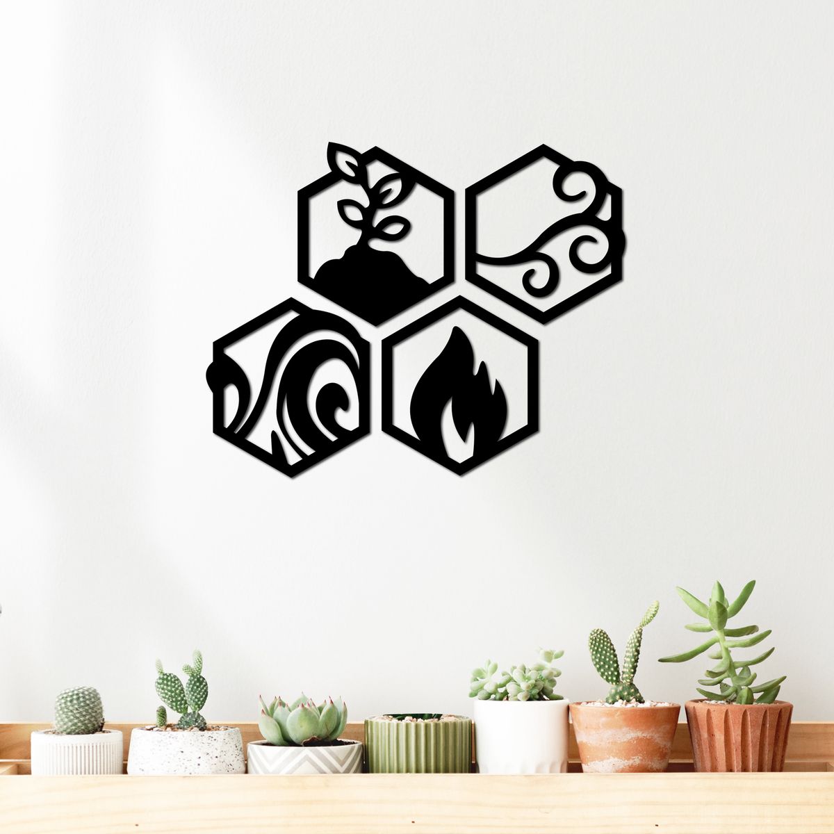 ELAB PROPIA - Set 4 Cuadros Elementos de la Naturaleza 30cm c.u. Madera Fun Republic