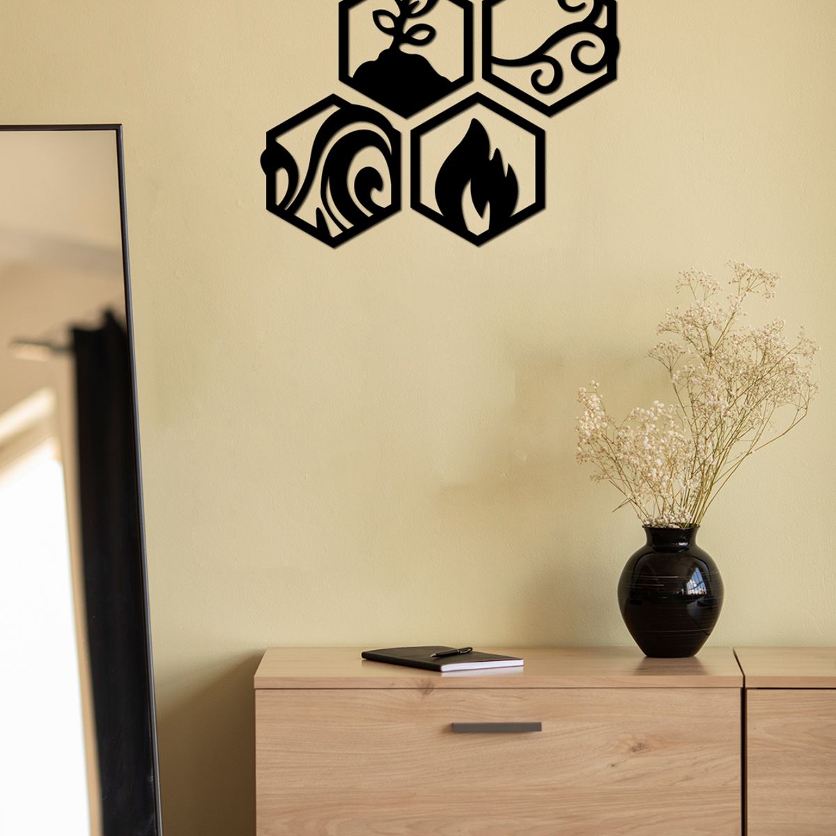 ELAB PROPIA - Set 4 Cuadros Elementos de la Naturaleza 30cm c.u. Madera Fun Republic