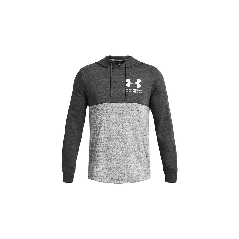 UNDER ARMOUR - Polerón Rival Terry Colorblock Hombre Gris UNDER ARMOUR