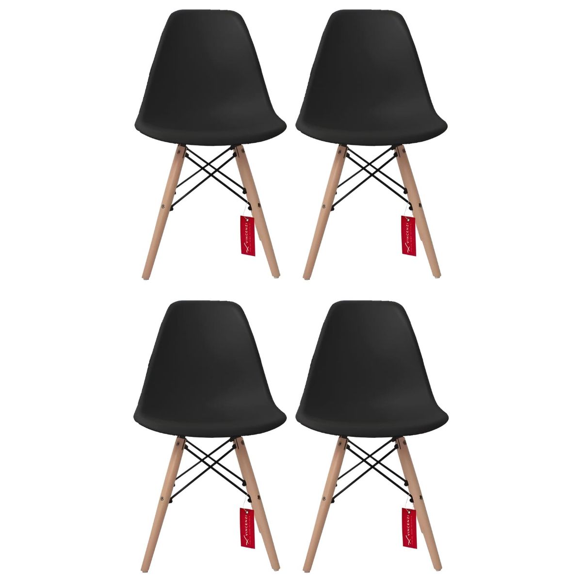 VINCENZI - Set De 4 Sillas Vincenzi Eames Berlín Negras