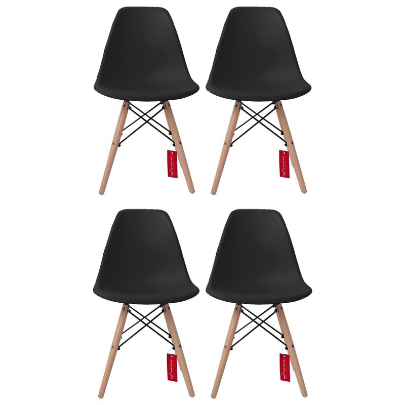 VINCENZI - Set De 4 Sillas Vincenzi Eames Berlín Negras