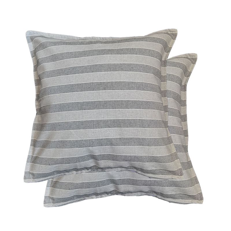 GENERICO - Pack x 2 SANTORINI Funda de Cojín 50x50cm Lino- Rayas Gris y Azul