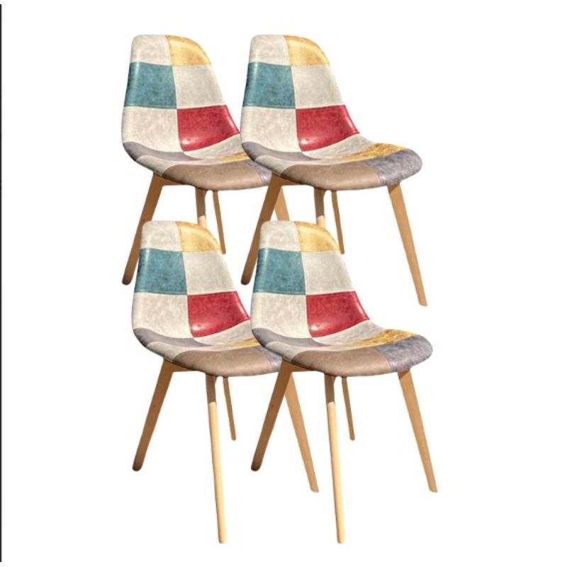 GENERICO - Pack de 4 Silla Patch Wood Cuero - Beige