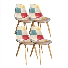 GENERICO - Pack de 4 Silla Patch Wood Cuero - Beige
