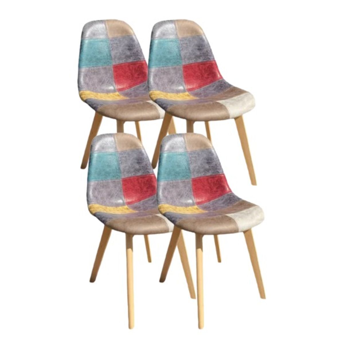 HABITA2 CHILE - Pack de 4 Silla Patch Wood Cuero - Brown