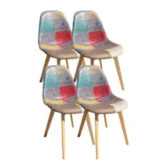 HABITA2 CHILE - Pack de 4 Silla Patch Wood Cuero - Brown