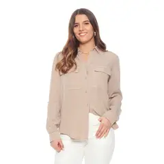 WADOS - BLUSA MANGA LARGA AJUSTABLE LYOCELL CUELLO CAMISERO CON BOLSILLOS