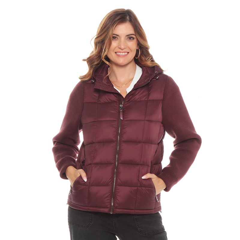 WADOS - PARKA ACOLCHADA SOLIDA MANGA LARGA TEJIDA CON GORRO.