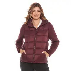 WADOS - PARKA ACOLCHADA SOLIDA MANGA LARGA TEJIDA CON GORRO.