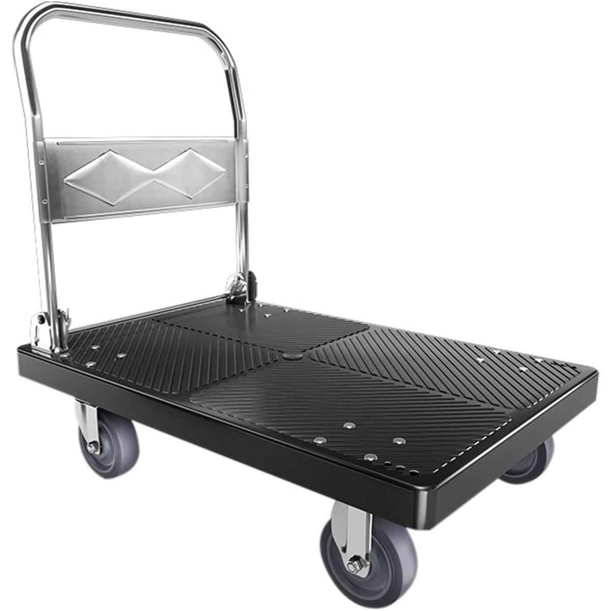 GENERICO - Carro De Carga Plegable 200kg De Plástico, 4 Ruedas Multiuso Negro