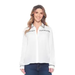 WADOS - BLUSA MANGA LARGA SOLIDA CON APLICACION EN DELANTERO Y PU?OS