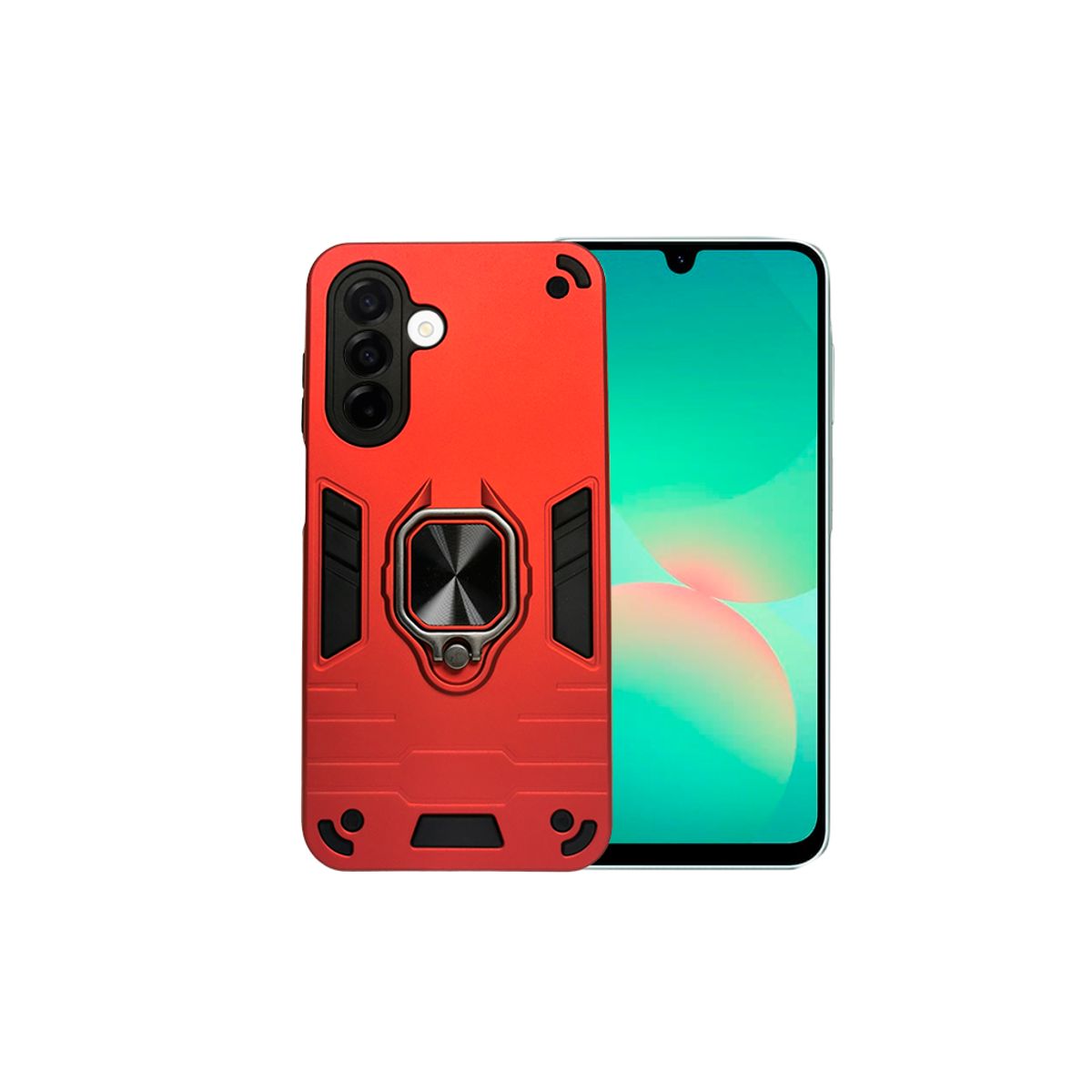 GENERICO - CARCASA ANILLO ANTIGOLPE PARA CELULAR SAMSUNG A26 COLOR ROJO