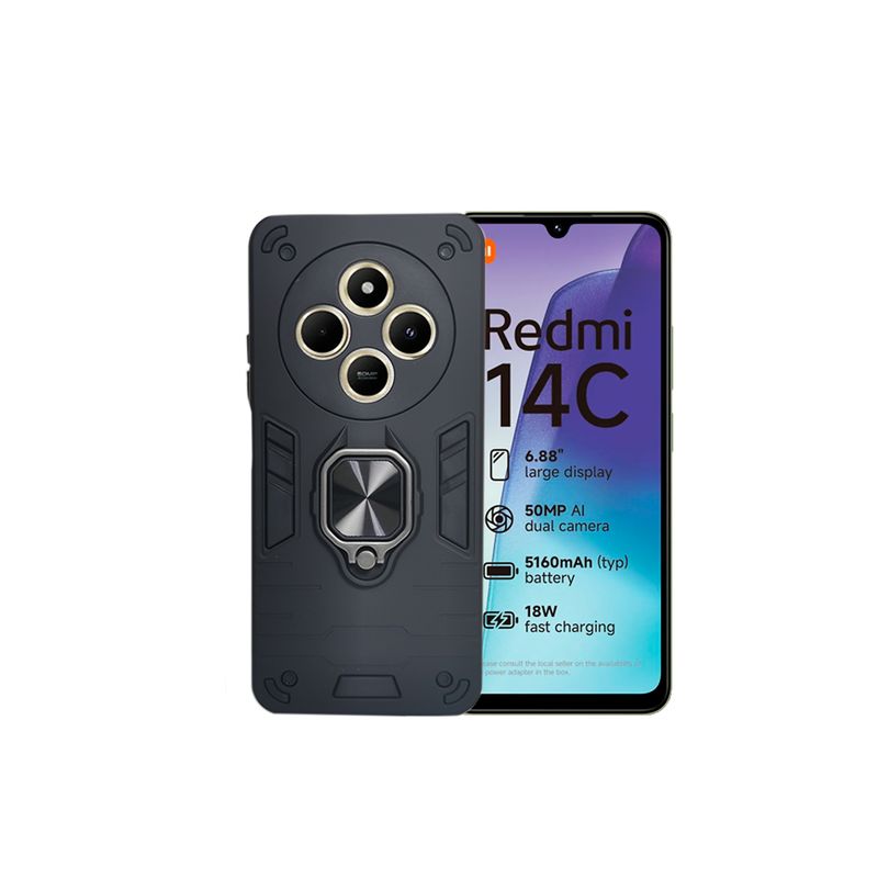 GENERICO - CARCASA ANILLO ANTIGOLPE PARA CELULAR XIAOMI REDMI 14C NEGRO