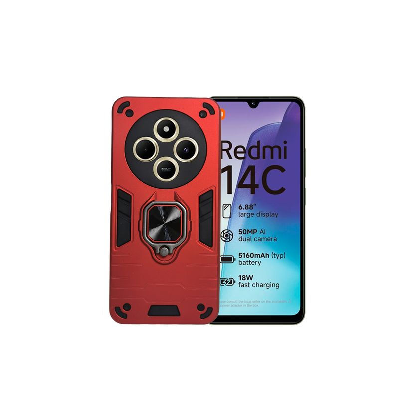 GENERICO - CARCASA ANILLO ANTIGOLPE PARA CELULAR XIAOMI REDMI 14C ROJO