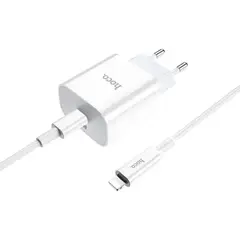 HOCO - Cargador Para iPhone Carga Rapida 20w Pd + Cable Lightning Blanco