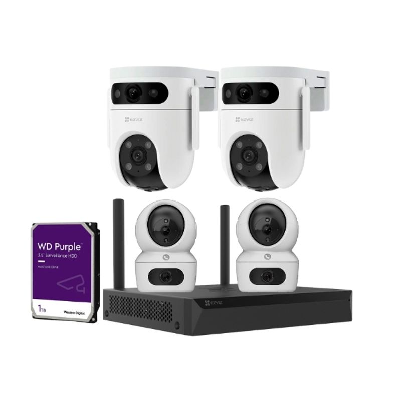 EZVIZ - Kit Cámaras de Seguridad EZVIZ con NVR 8CH + 2 H9C + 2 H7C LENTE FIJO + 360°